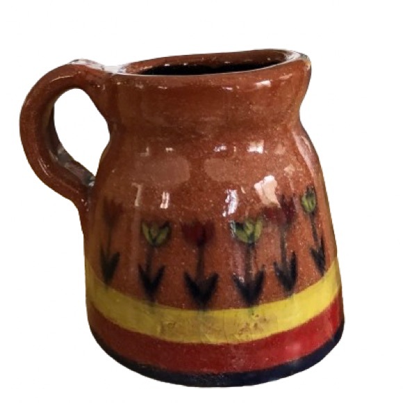 Dutch Bros. Theme Terra Cotta Espresso Mug Cup Yellow Red Tulip Flowers - Picture 1 of 7